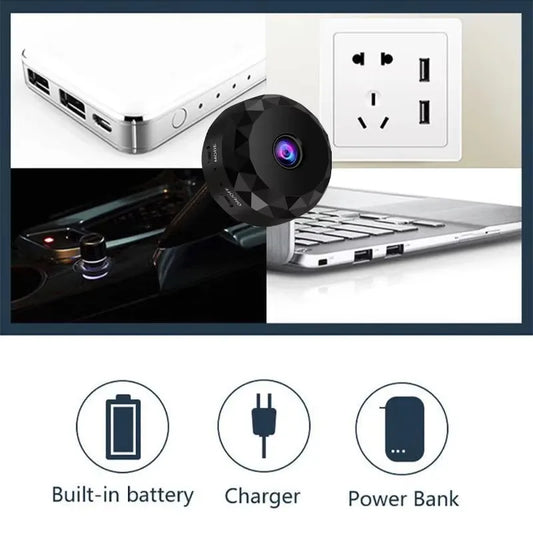 Mini 2.4G WiFi 170 Wide-angle CMOS Night Vision Motion Detection Weatherproof Family Security Camera with Memory Card Storage