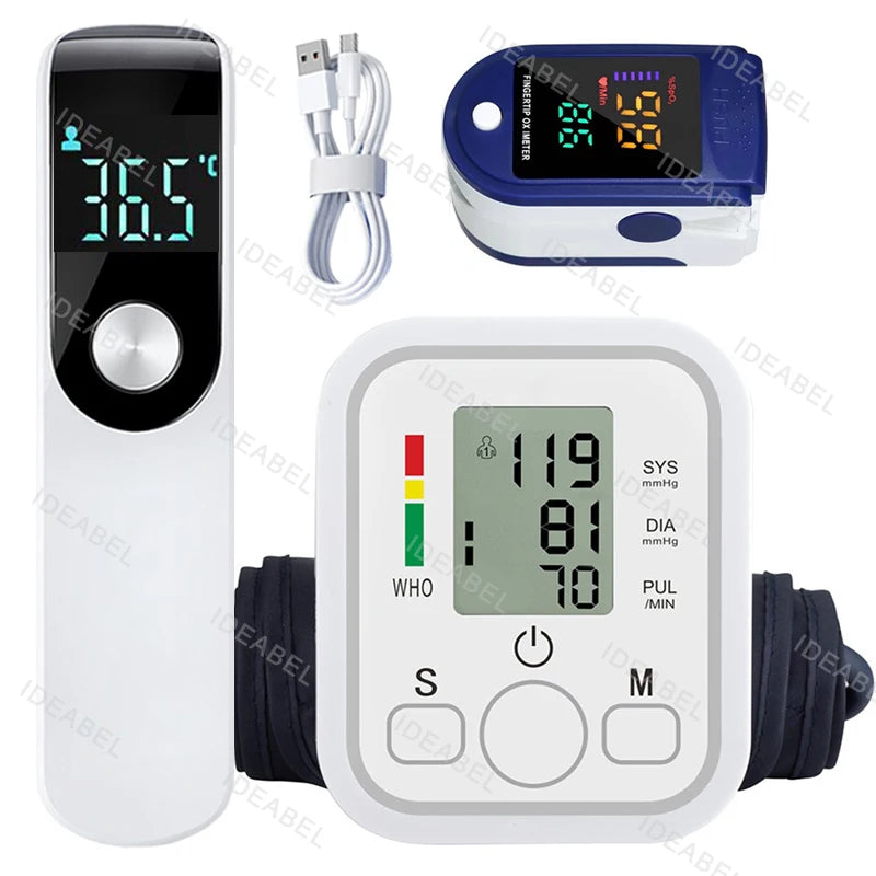 LCD Portable Health Care Pulse Meter BP Monitor Automatic Digital Arm Blood Pressure Monitor Tonometer Meter Sphygmomanometer