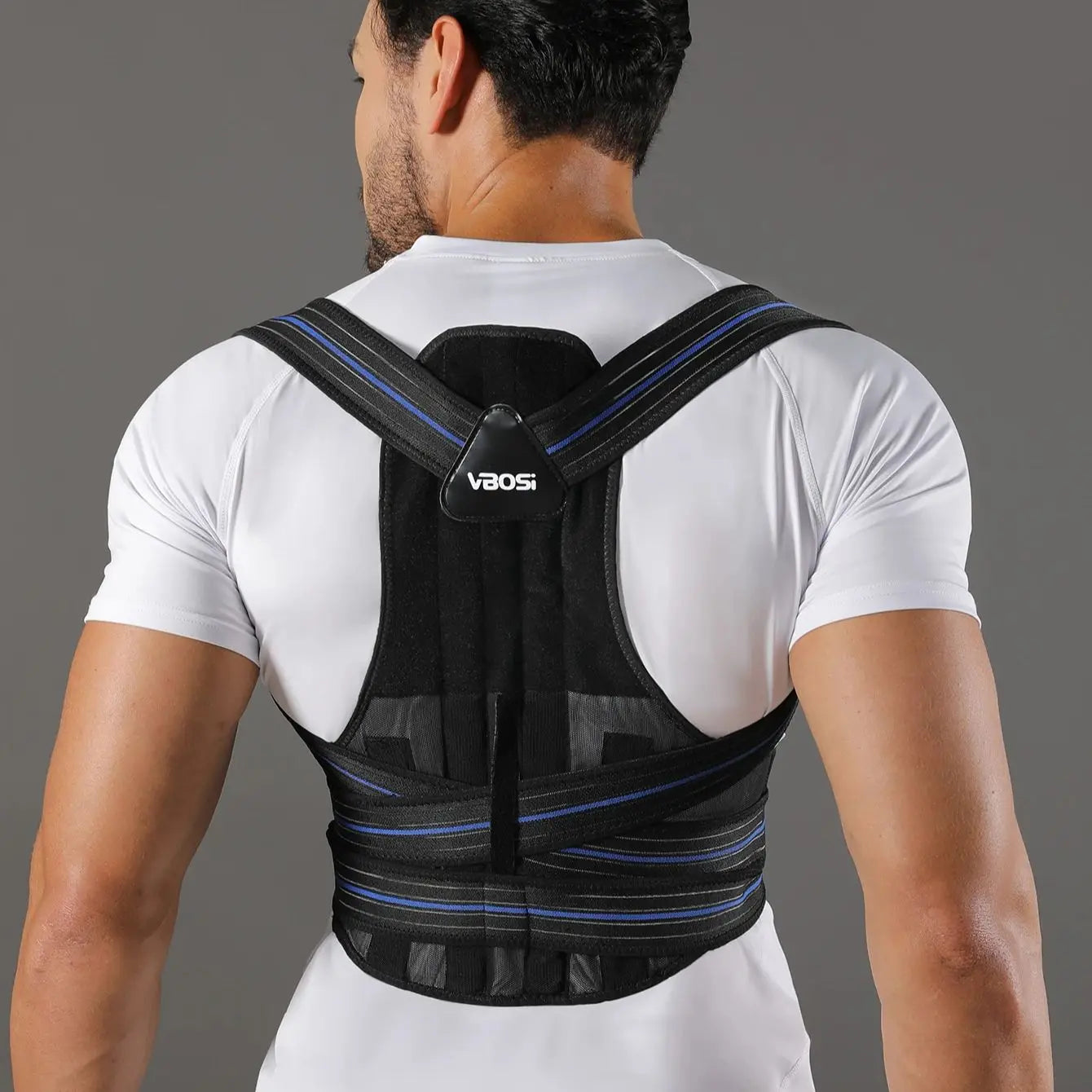 VBOSi Women Men Adjustable Breathable Back Support Posture Corrector with Metal Stays
