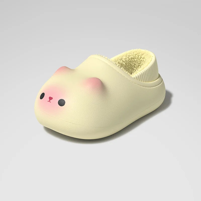 Kawaii Kitty Designer Slippers Women's Bottom Cat Paw Shoes Winter Warm Waterproof Mules Clogs Woman Kitten Home Slipper Adult