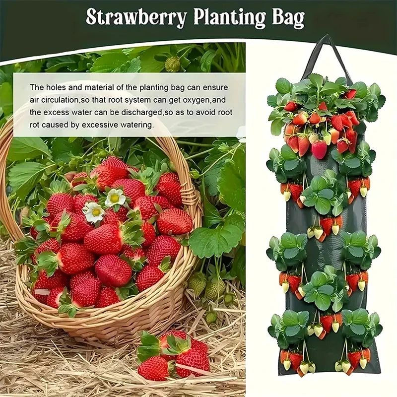 Hanging Strawberry Planter Hanging Planter, Vertical Garden Bag for Balcony, Durable Outdoor Indoor Grow Bag