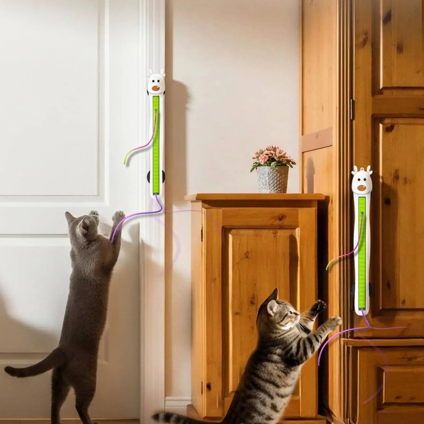 Electronic Cat Toys Wall Mounted Flying Rope Interactive Exercise Rechargeable Cat Enrichment Toys for Home Living Room Kitchen