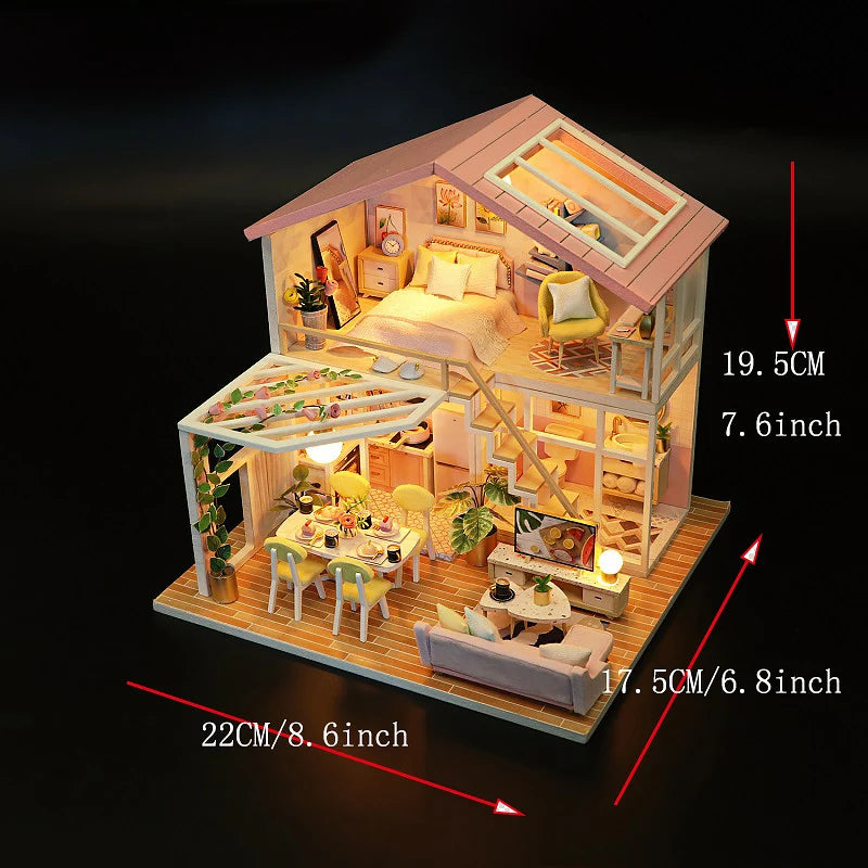 DIY Mini Dollhouse Wooden Small House 3D Puzzle Assemble Building Model Home Bedroom Decoration With Furniture Doll House Gifts