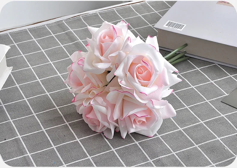 5 Head Curled Rose Bouquet with Artificial Moisture Sensation High-end Silk Flower Home Decoration Wedding Decoration