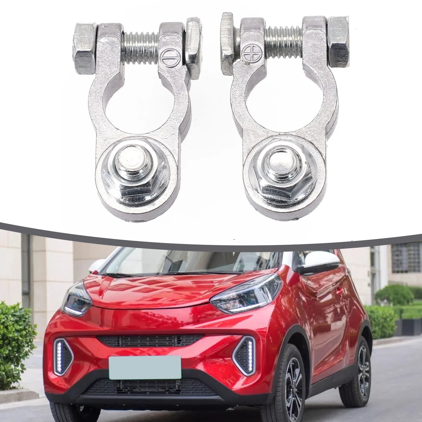 1 Pair Battery Terminal Clamp Zinc Alloy Positive & Negative Pole Auto Car Screw Connector Car Battery Terminal Clamp
