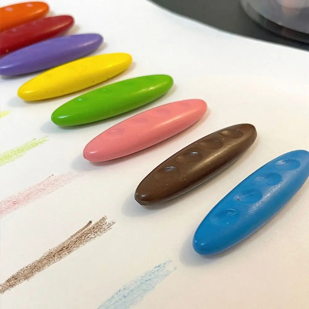 12/24/36 Colors Children Do Not Dirty Hands Plastic Crayon Set Creative Painting Tools Peanut Shaped Washable Erasable