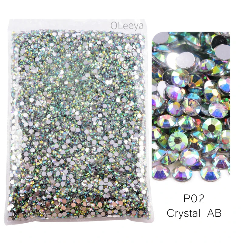 Oleeya Wholesale Flatback Silver bottom Resin Cтразы Non hotfix Rhinestones in Big Package Glitter Crystals and Strass For 네일파츠