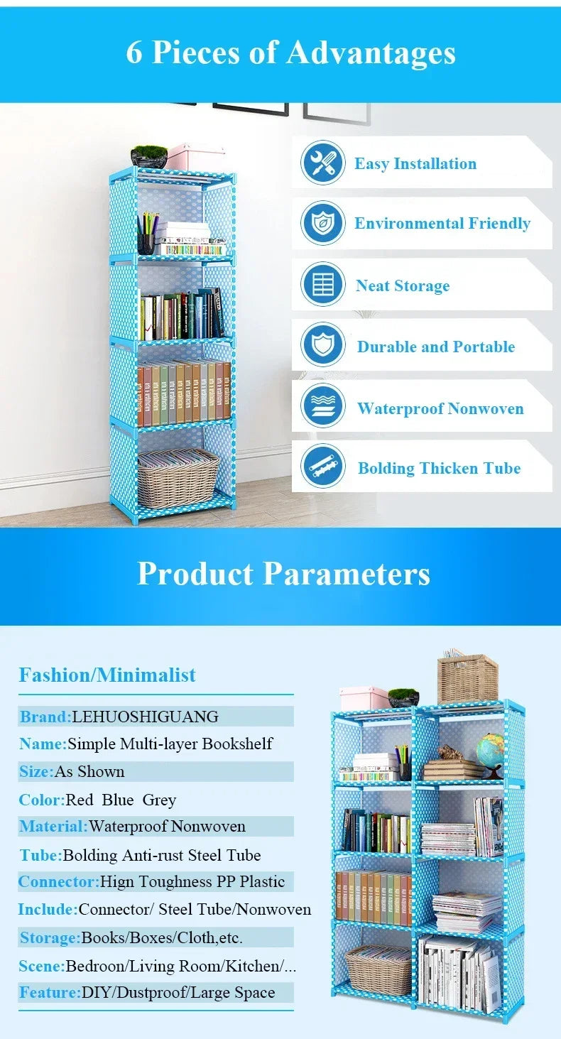 Simple Bookshelf Easy Assembly Bookcase Can Be Moved Children's Debris Rack Home Furniture Book Shelf Storage Locker Holders