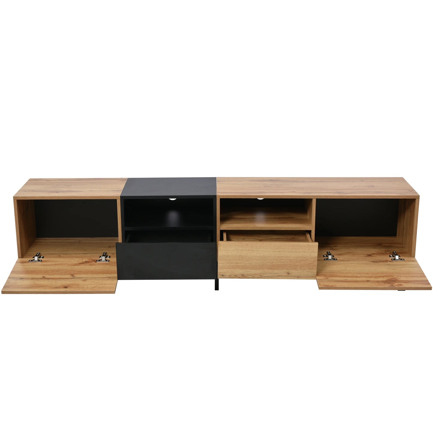 PINGGO Modern Minimalist TV Cabinet Large Capacity Storage Cabinet With Doors And Drawers Wood Grain Design TV Media Console