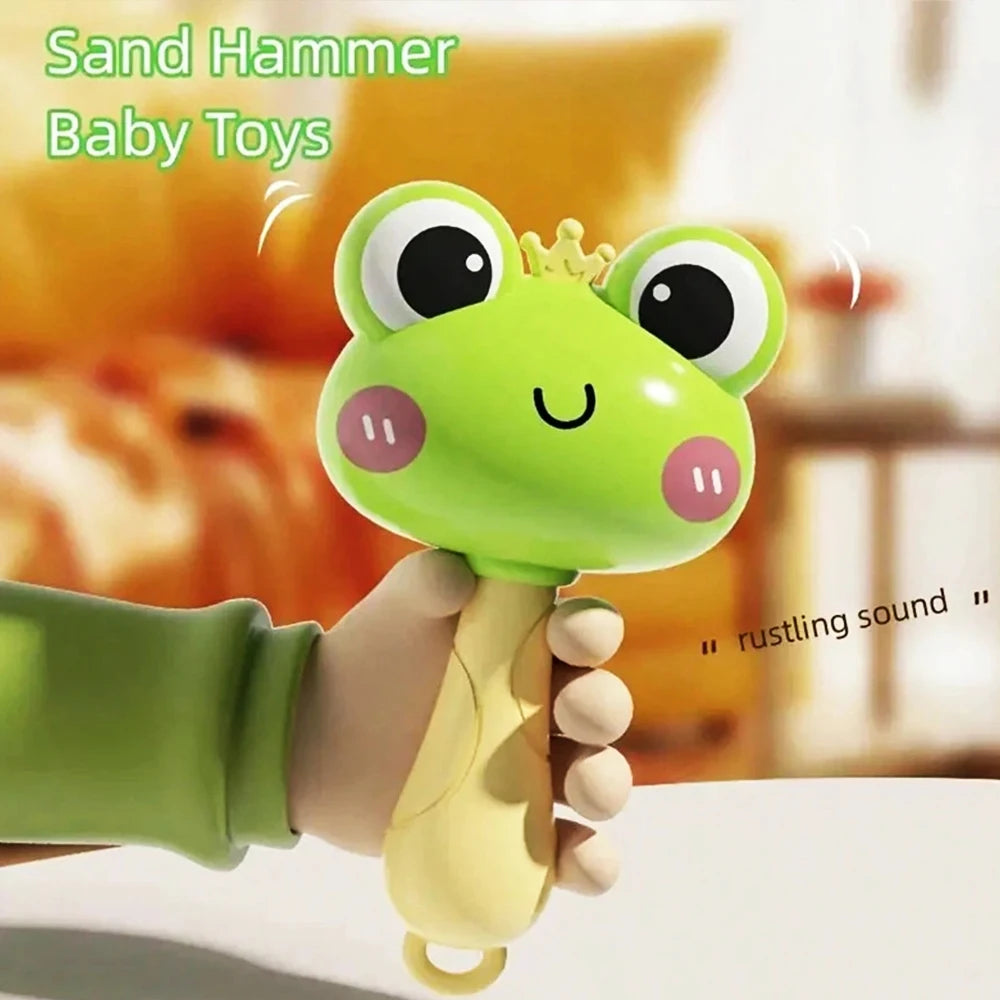 Cartoon Rattle, Newborn Sensory Grasp Toy, Chew-Safe Early Ed Handbell for Xmas & Bday Gifts