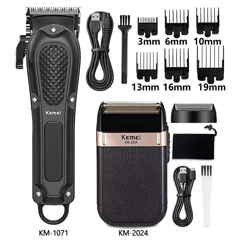 Kemei Hair Clipper Km-1071 Km-2299 Km-2024 UBS Rechargeable Cordless Beard Trimmer Powerful Electric Hair Clippers for Men