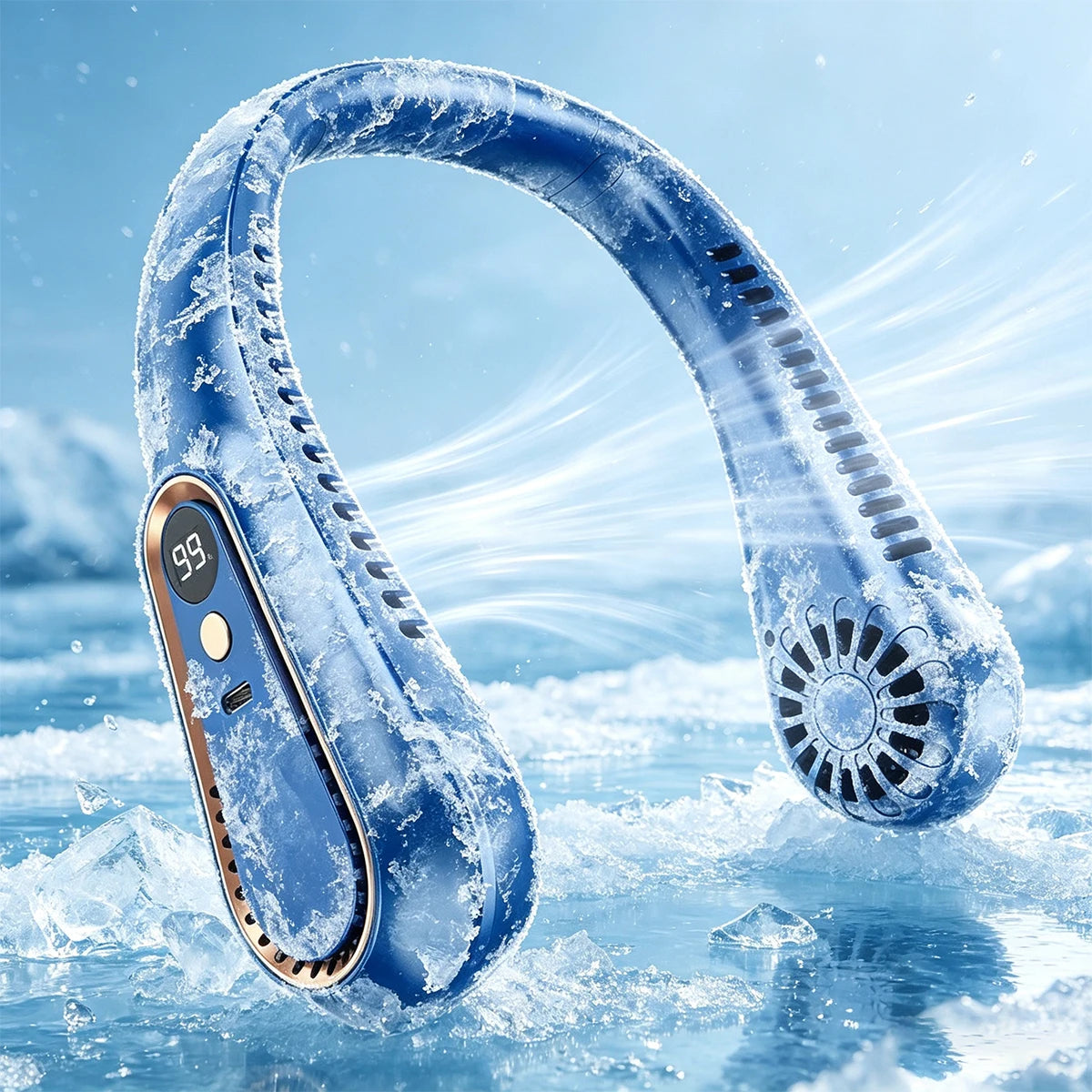 New Summer Portable Mini Hanging Neck Fan Bladeless Neckband Fan Digital Display Power Air Cooler USB Rechargeable Electric Fans