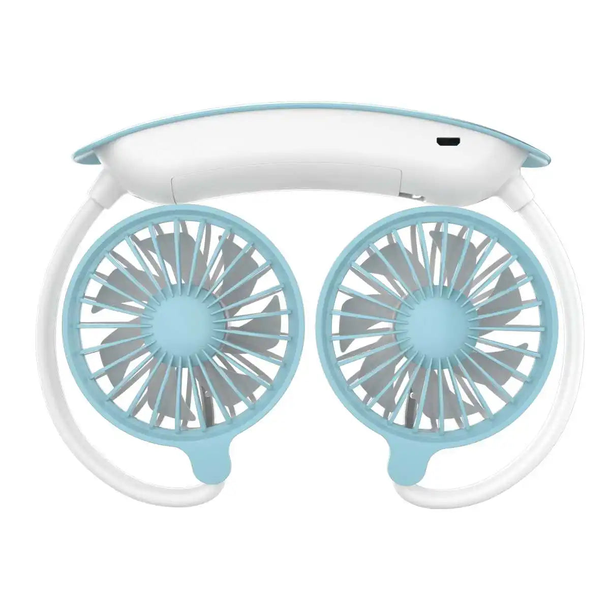 1PC Neck Cooling Fan USB Rechargeable Mini Portable  Outdoor Folding Neck Dual Ceiling Fan 3-speed Adjustable For Outdoor Indoor