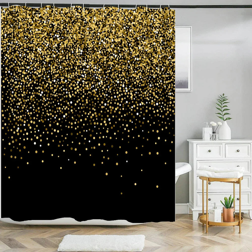 Colorful Rainbow Stripes Printed Shower Curtain Sparkling Diamond  Bathroom Curtain With Hook Waterproof Polyester Bath Screen