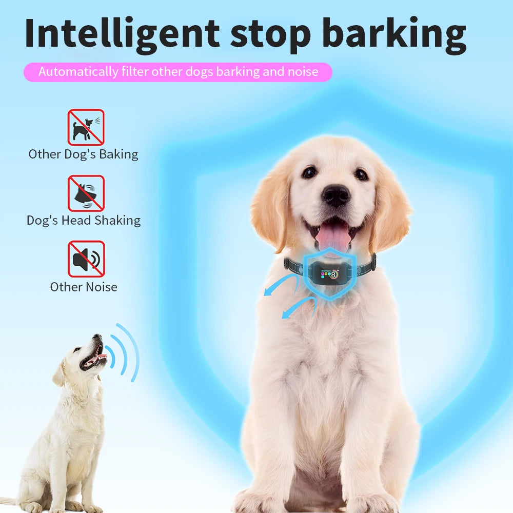 Dog Training Collar Automatic Anti Bark Dog Collar Type-C Rechargeable Dog Trainer Electric Shock Vibration Buzzer Waterproof