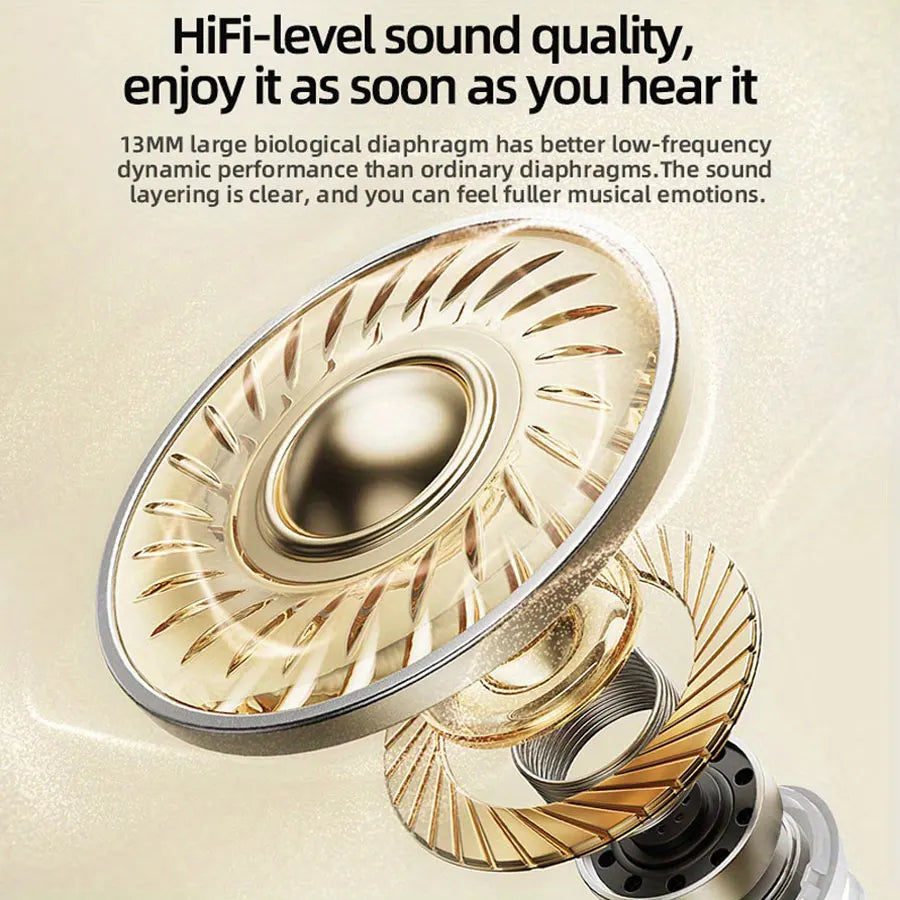 Wireless Bluetooth Earbuds 5.3 Stereo Bass Headphones with Mic Noise Cancelling Sport Earphones for Smartphone Device