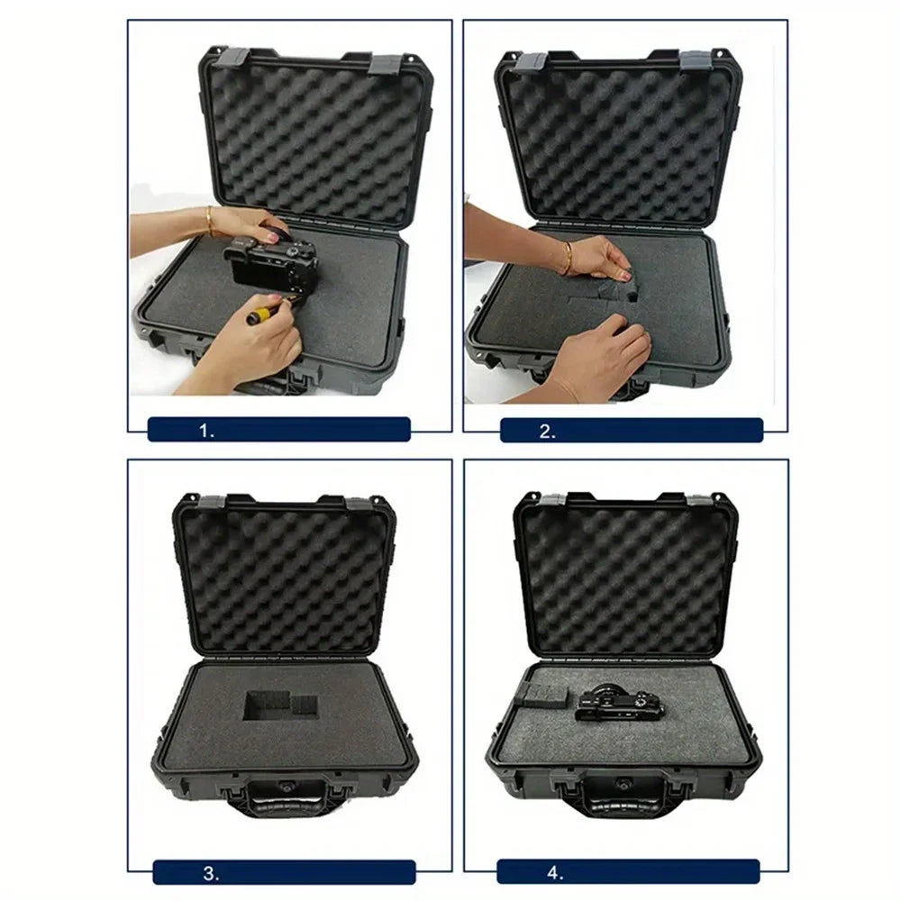 1pc Waterproof Hard Carry Case Bag Tool Case With Pre-cut Sponge Storage Box Safety Protector Organizer Hardware Toolbox