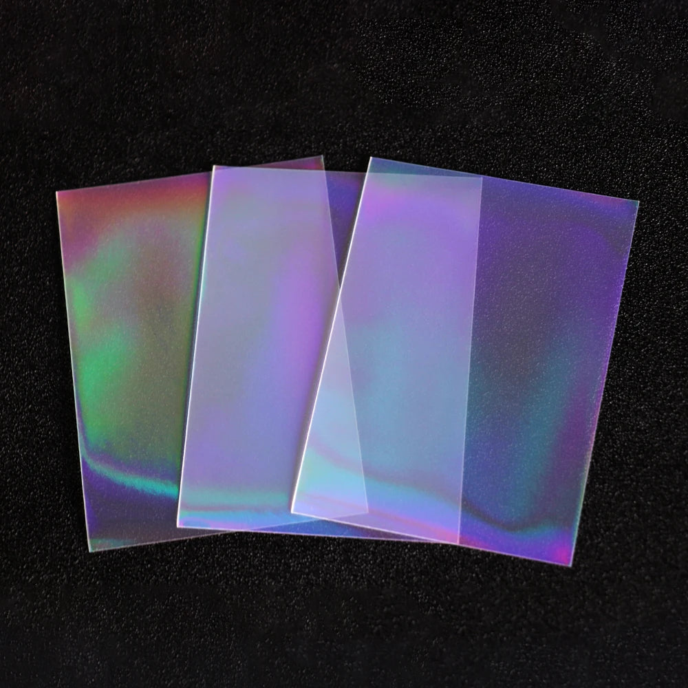 100PCS Holographic Card Sleeves photcard Protector 65x90mm for Magic TCG gaming cards, Anti-Scratch Glittering Foil Film