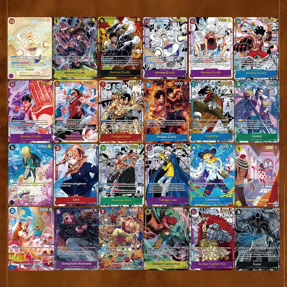 Anime Cards One Piece OPCG English Game Sanji Zoro Flampe Smoker D.Luffy(OP)  Kuzan Kid Newgate High Quality Collection Cards