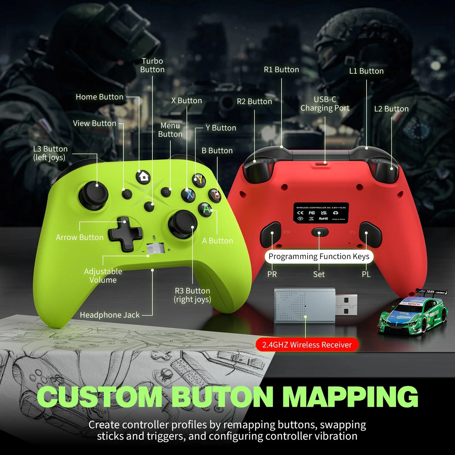 2.4G Wireless Gamepad For Xbox One Series X/S/PC/IOS//Steam 6 Axis Gyro Turbo Function Game Consoles XBOX Controller Joystick