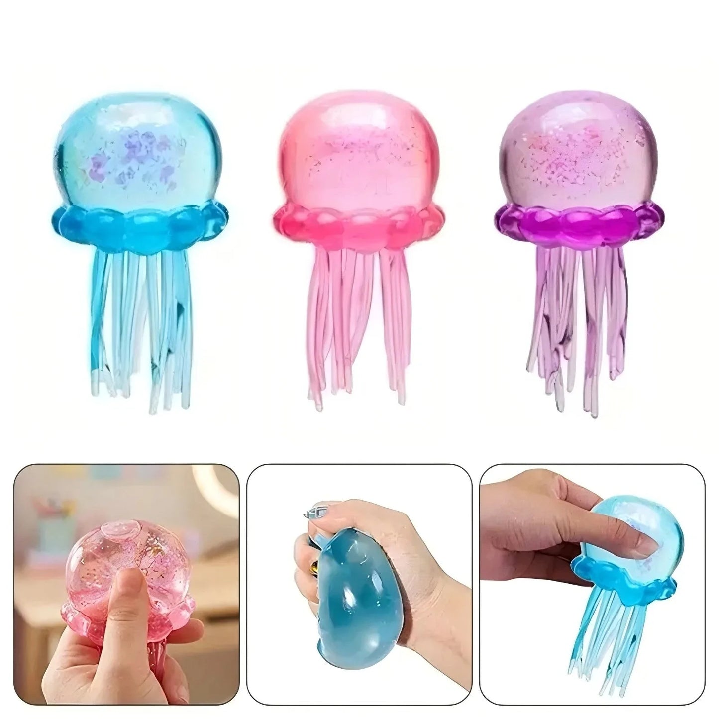 NEW Trending Nee Doh Jellyfish & Cube Squish Toy - Soft Jelly Squeeze Stress Relief Fidget, Sensory NeeDoh for Kids & Adults @！