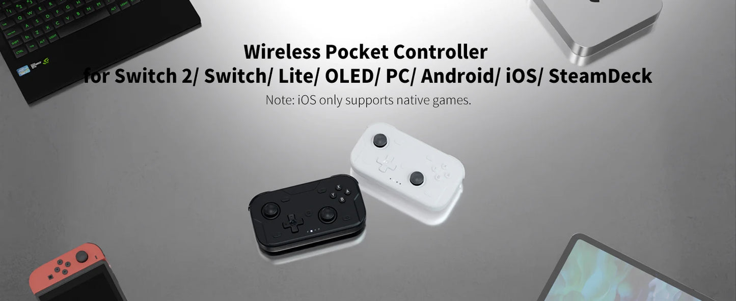AceGamer Pocket Game Controller Portable Hall Joysticks 1000Hz Bluetooth Gamepad for Switch/Switch2/Android/iOS/PC/Steamdeck