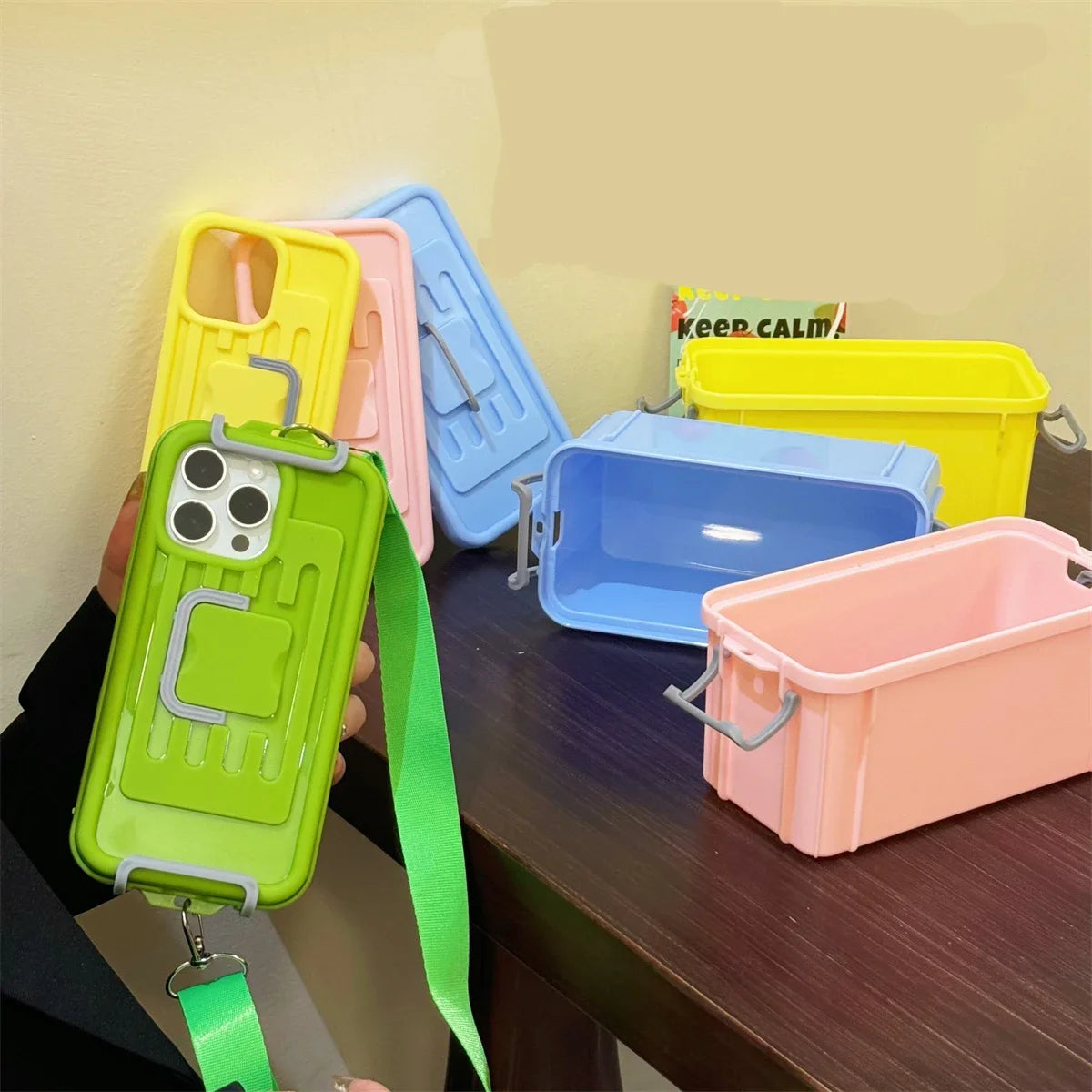 Hot Creative Storage Box Crossbody Lanyard Silicone Phone Shell For iPhone 11 12 13 14 15 Pro Max Funny Shockproof Soft Cover