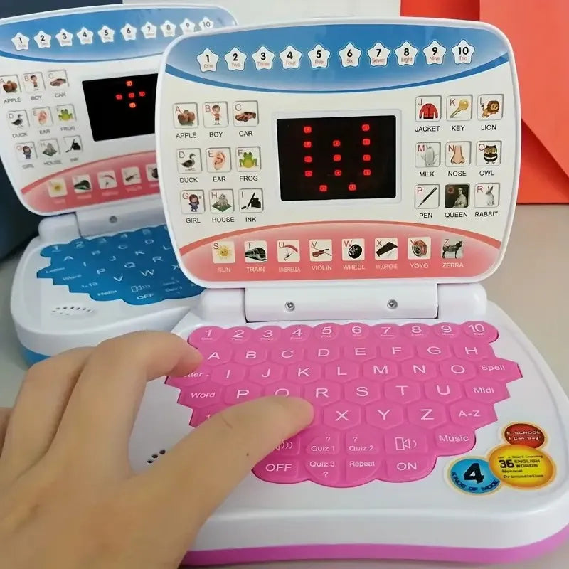 Electronic mini learning computer toy, alphanumeric music function, children's puzzle early education gift (excluding battery)