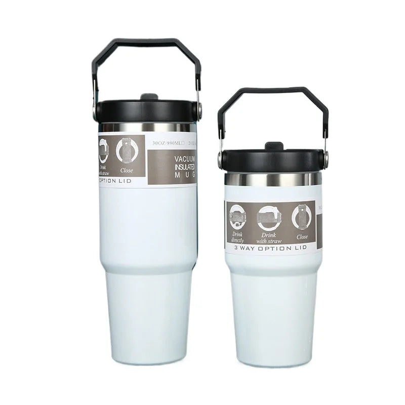 New American Simple Solid Color Stainless Steel Thermos Portable Car Easy To Carry Water Cup Thermal Insulation Cold Ice Cup
