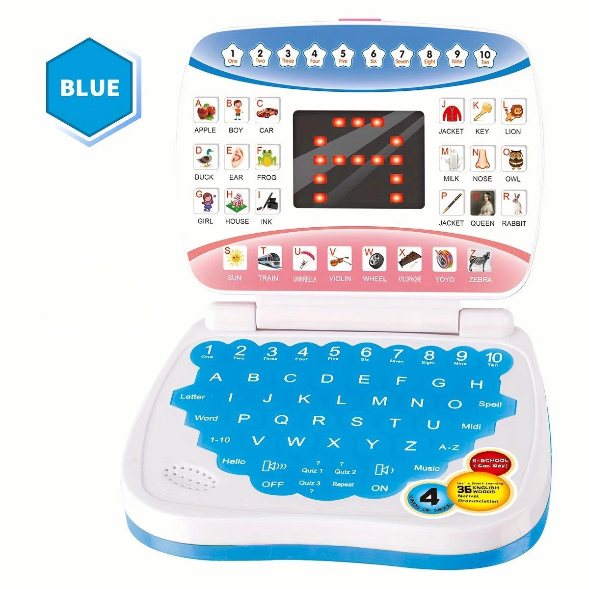 Electronic mini learning computer toy, alphanumeric music function, children's puzzle early education gift (excluding battery)