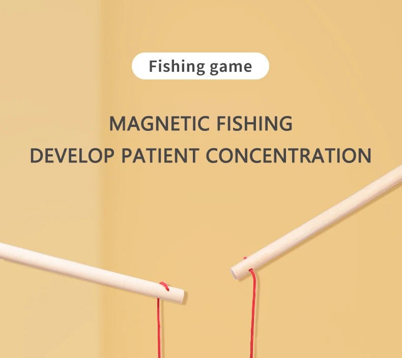 Wooden Magnetic Fishing Toys for Children Marine Life Cognition Fish Games Baby Early Educational Parent-child Interactive Toy
