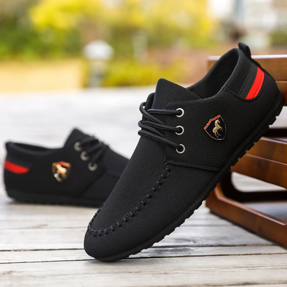 Men's Breathable Fabric Casual Loafers, Soft-Soled Comfortable Lace-Up Low-Top Men's Shoes, Versatile for Daily Commuting and Light Business Wear, Lightweight, Wear-Resistant, Non-Stuffy, Comfortable for Long Wear, Suitable f