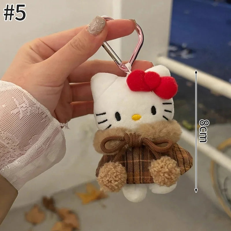 Kawaii Hello Kitty Keychain Cute Cartoon Bag Pendant Plush Doll Charms Car Key Ring Backpack Accessories Women Girl Gifts
