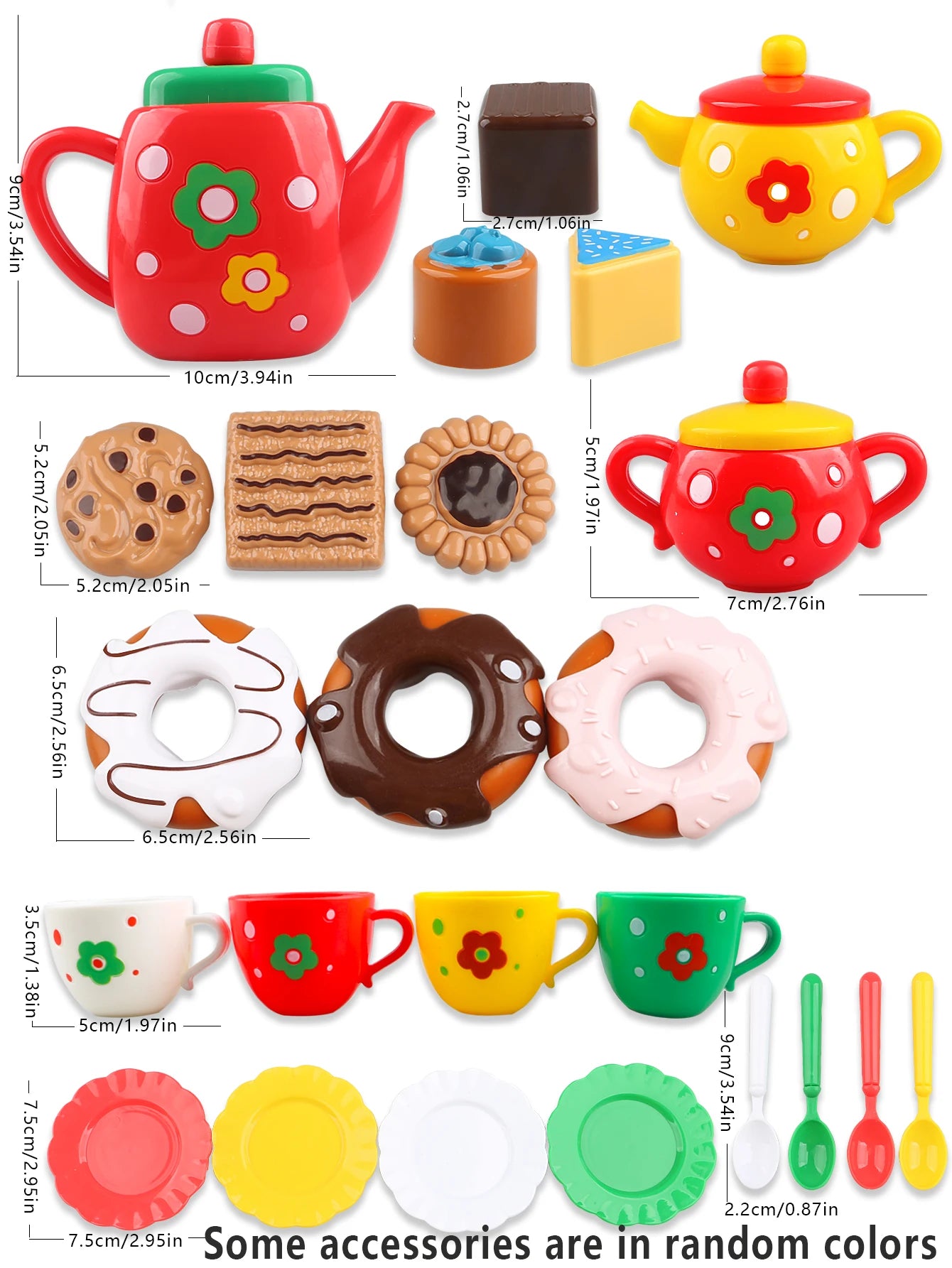 Afternoon Tea Set, 24Pcs of Girls' Playhouse Tea Set, Children's Kitchen Toy Set Party Dress-Up Toy, Donut, Cake