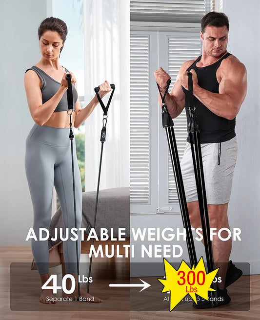 300lb Fitness Booty Resistance Elastic Band Workout for Training Home Exercise Sport Gym Dumbbell Harness Set Expander Equipment