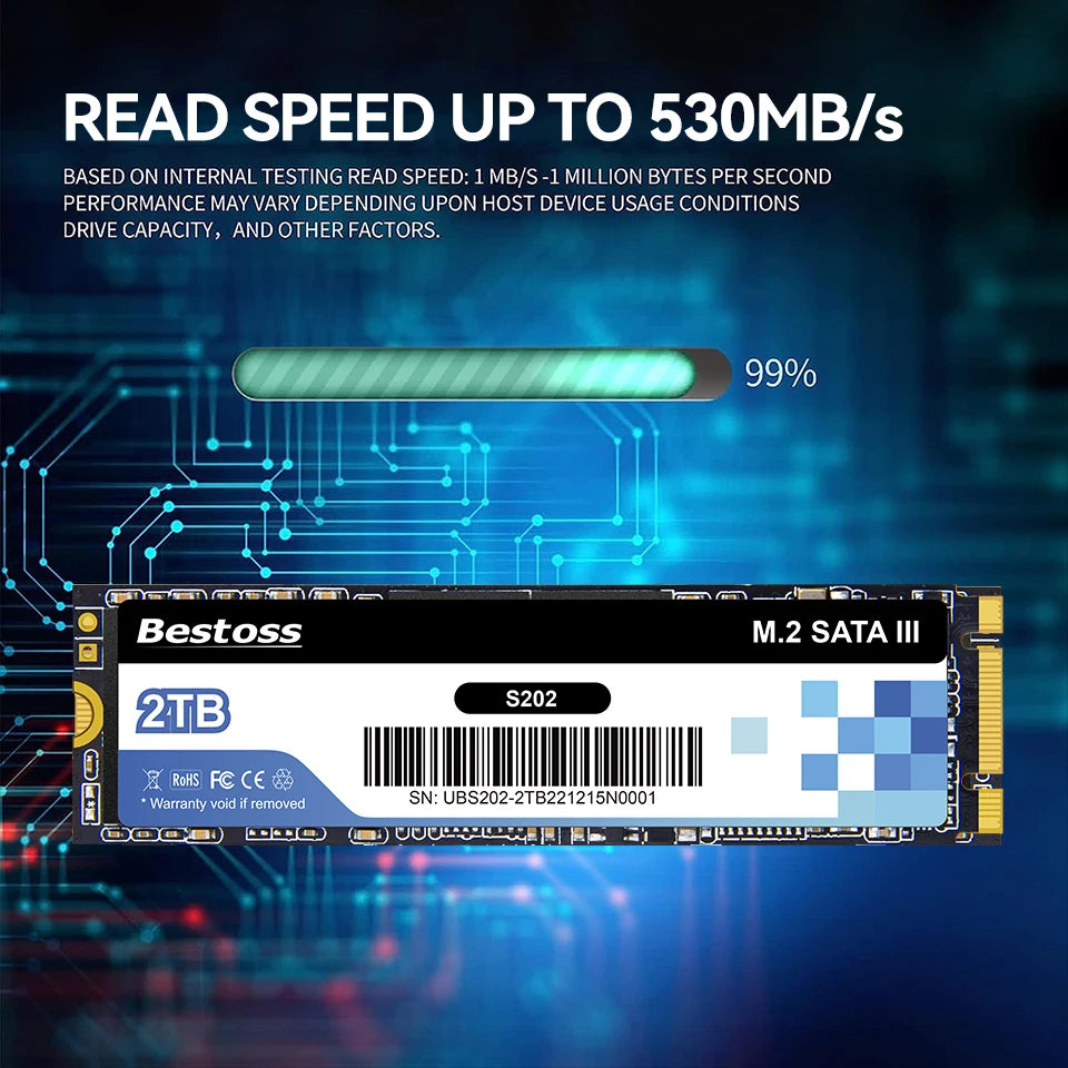 Bestoss M.2 Sata 3.0 2280 NGFF 530MB/s 120GB 128GB 240GB 256GB 480GB 512GB 960GB 1TB SSD Internal Solid State for Desktop Laptop
