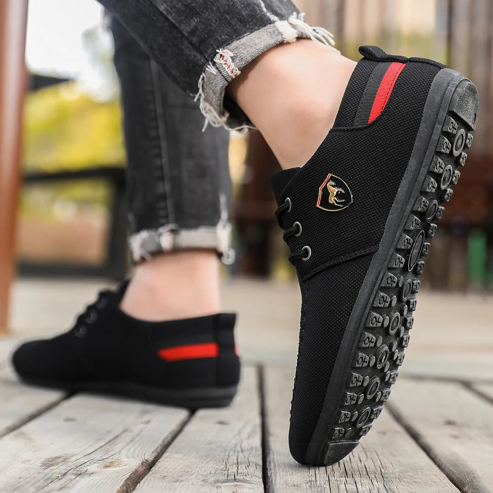 Men's Breathable Fabric Casual Loafers, Soft-Soled Comfortable Lace-Up Low-Top Men's Shoes, Versatile for Daily Commuting and Light Business Wear, Lightweight, Wear-Resistant, Non-Stuffy, Comfortable for Long Wear, Suitable f