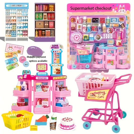 Mini Cashier Toy Cash Register Playset Pretend Play Set for Kids Vending Machine Pet Care House Water Dispenser Gift for Toddler