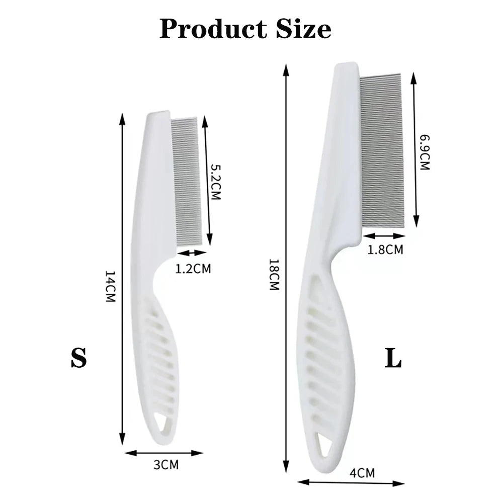 1Pcs Pet Flea Comb Cat/Dog Beauty Comb Stainless Steel Portable Pet Specific Dense Tooth Hair Removal Massage Cleaning Supplies