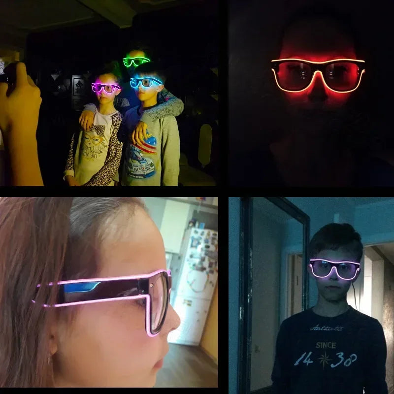 New Cool Flashing Glasses EL Wire LED Glasses Glowing Party Supplies Lighting Gift Bright Light Festival Party Glow Sunglasses