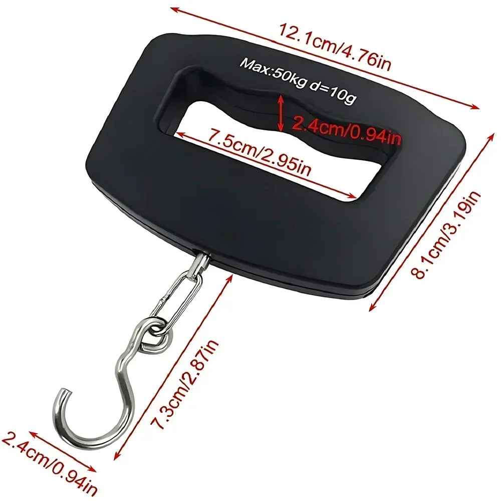 50kg/110lb Portable Scale LCD Digital Luggage Suitcase Scale Handled Travel Baggage Bag Fish Weighting Hook Hanging Scales