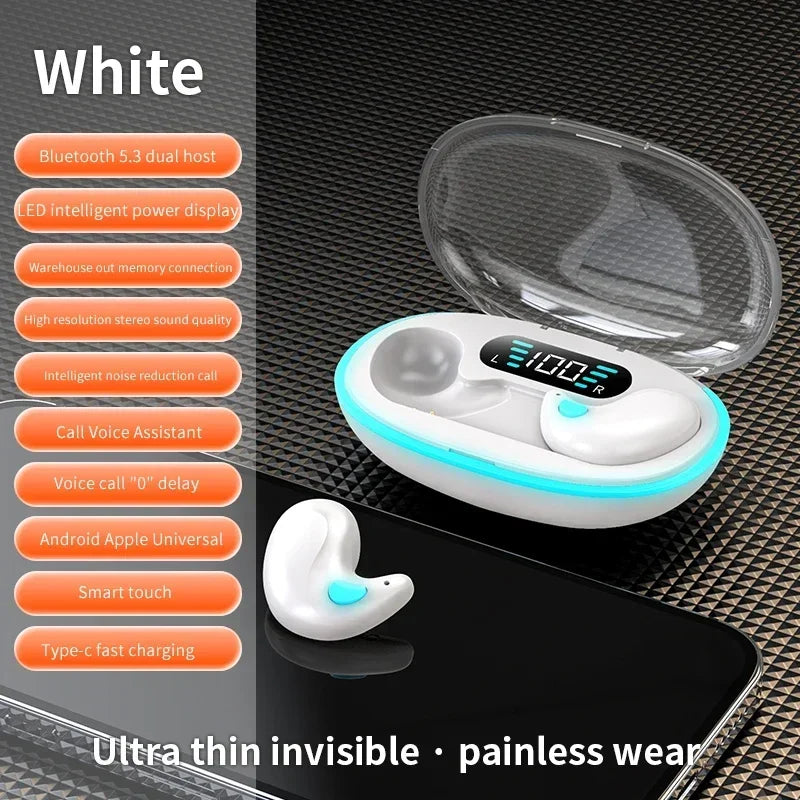 X55 Invisible Sleep Wireless Earphone TWS Bluetooth 5.3 Headphones Hidden Earbuds IPX5 Waterproof Noise Reduction Sports Headset
