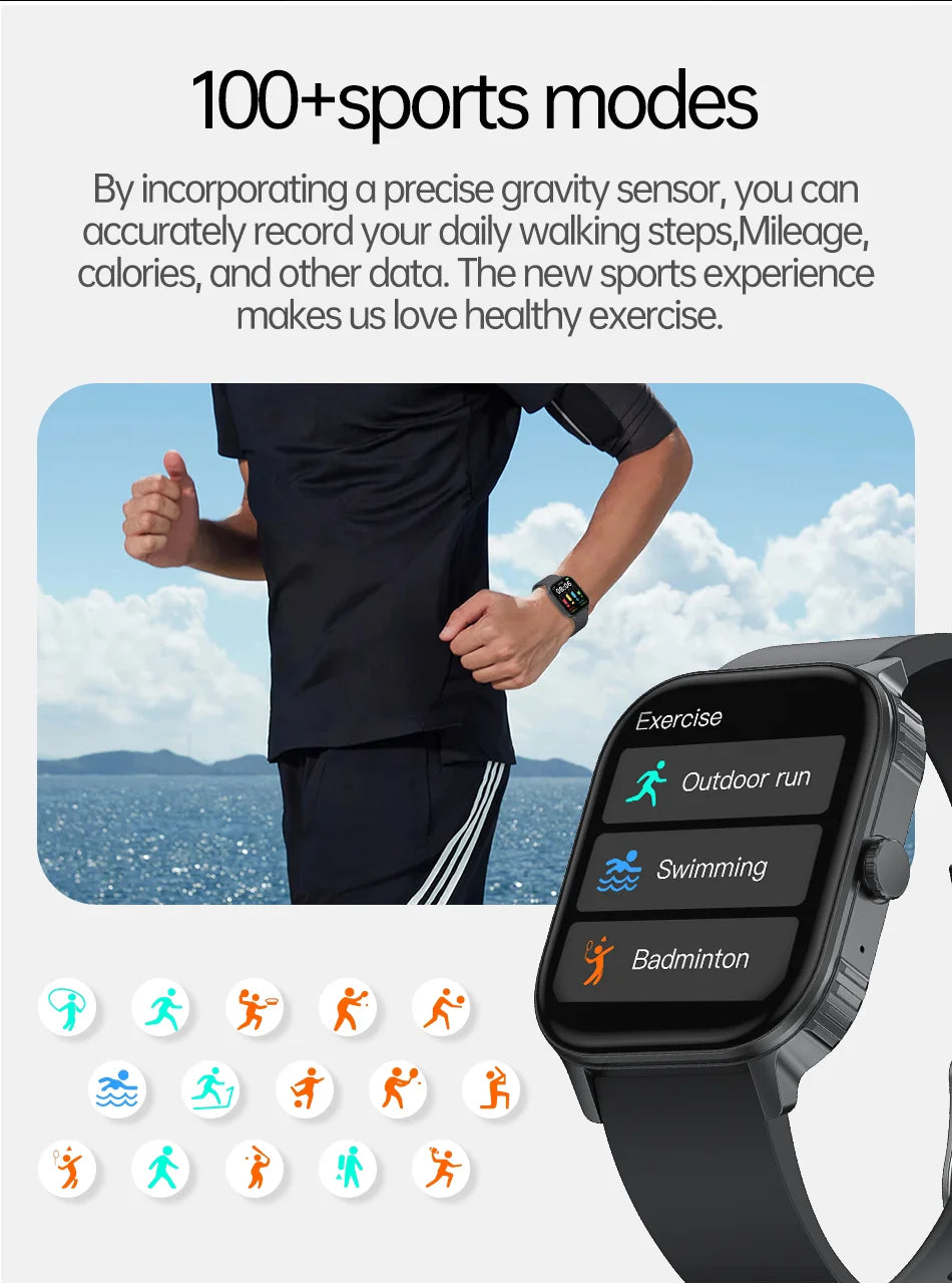 2026 2.04-inch Ultra Smart Watch For Men Women 1000mAh High Capacity Battery Outdoor Sports Fitness Health Monitoring Smartwatch