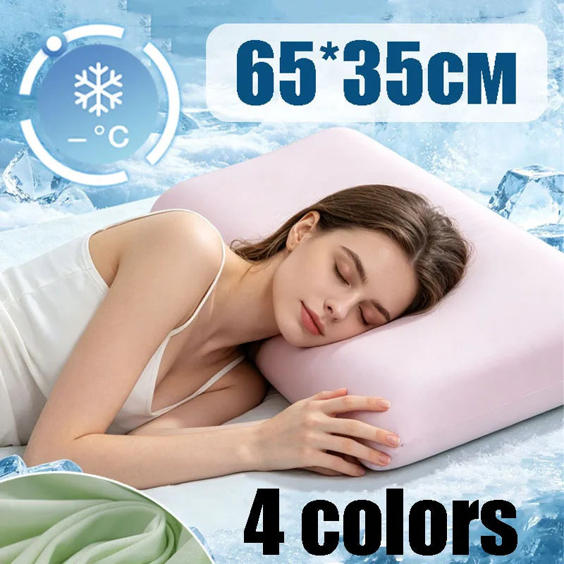 Summer Ice Silk Cooling Pillow Case, Open Style Elastic Edge Cover, Breathable Cool Feel Soft Pillow Protector for Better Sleep