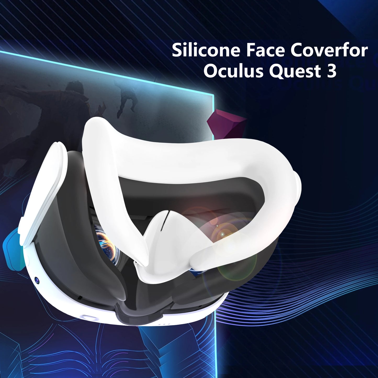 VR Accessories for Meta Quest 3, 4 in 1 Silicone Protective Case Set for Quest 3,Controller Grip Cover,VR Shell Cover,Face Cover