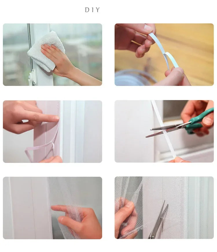 DIY Mosquito Net for Bed Window Home Textile the Mesh Indoor Self-adhesive Anti-insect and Fly Screen Curtains Garden
