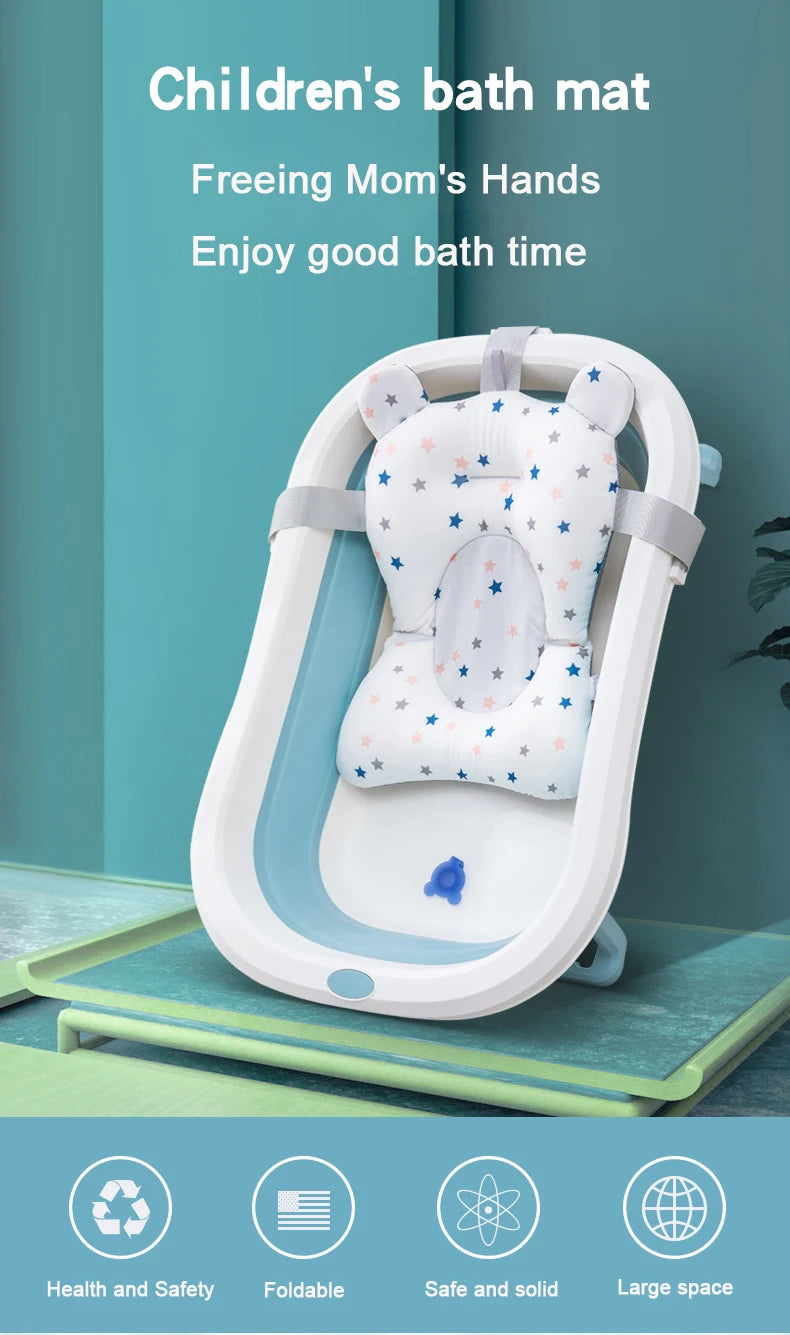 Baby Bath Seat Support Mat  Infant Anti-Slip Soft Comfort Body Cushion Foldable Baby Bath Tub Pad Chair Newborn Bathtub Pillow