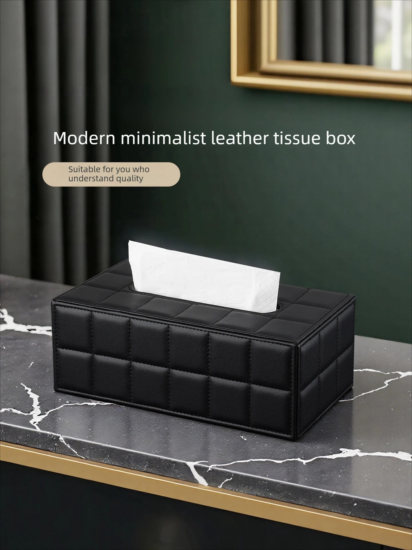 Elegant PU Leather Square Tissue Holder for Coffee Table, Decorative Napkin Paper Case for Home Hotel Restaurant Living Rooms