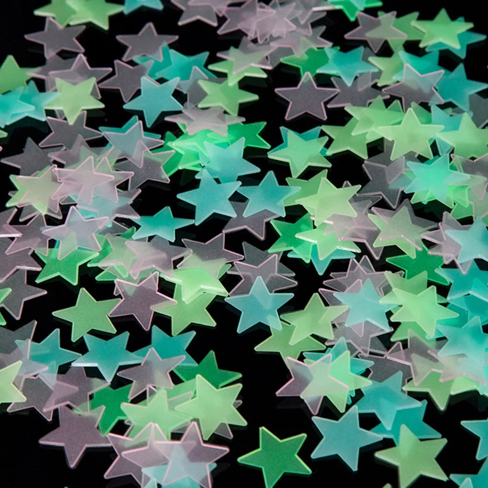 100 Wall Glow In The Dark Stars Stickers Baby Kids Nursery Bed Room Ceiling Cute