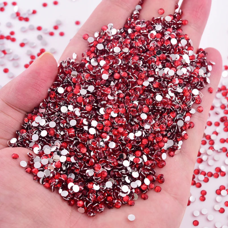 Oleeya Wholesale Flatback Silver bottom Resin Cтразы Non hotfix Rhinestones in Big Package Glitter Crystals and Strass For 네일파츠